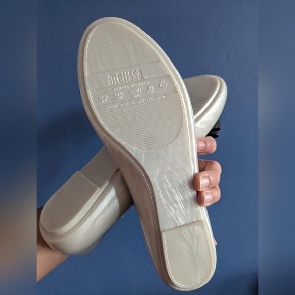 NEW Melissa Space Love Ballet Flat White Sparkly/Pearl-Black - Picture 3 of 4